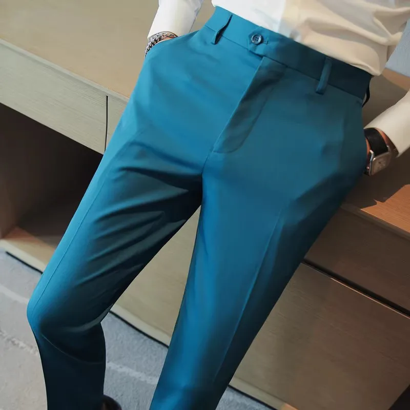 2023 Новые однотонные повседневные брюки с прямой трубкой, трендовые Универсальные брюки для маленьких ног, Высококачественные Модные простые мужские костюмные брюки1