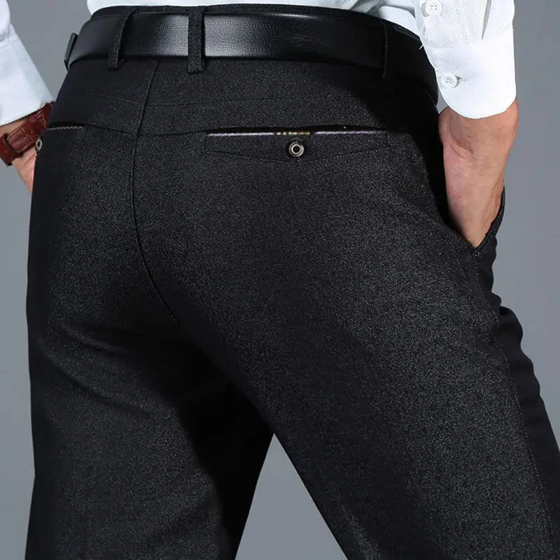Мужские брюки, тонкие эластичные, пригодные для стирки, формального кроя, мужская драпировка, большие размеры, прямые черные костюмы, деловые офисные брюки A781
