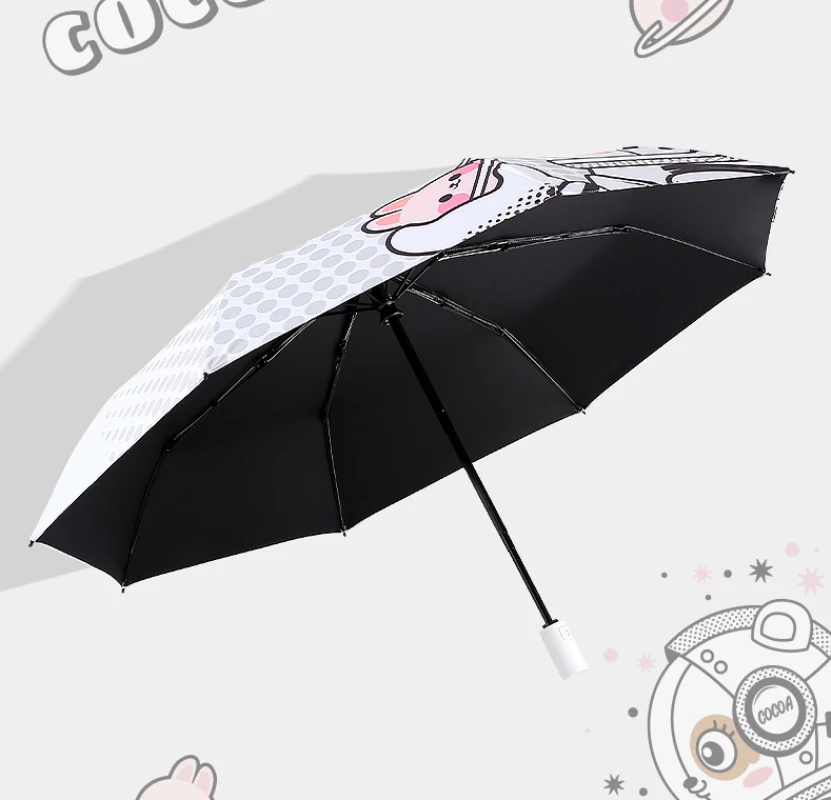 Новый автоматический зонт с космическим медведем из мультфильма, Ветрозащитный, защищающий от ультрафиолета Зонт для женщин, Солнечные и дождливые Складные зонты Paraguas для девочек1