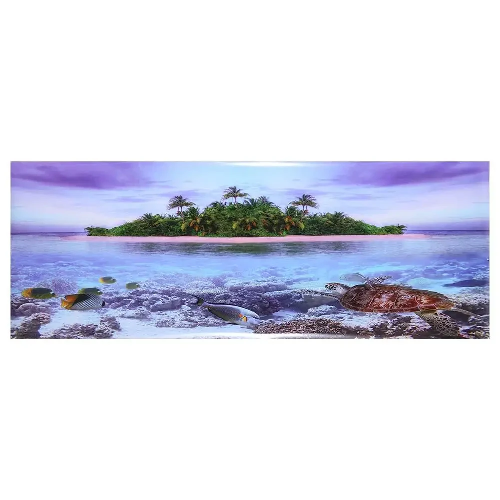 Пляж, море, кокосовая пальма, фоновые наклейки для аквариума, Океанские пейзажи, Наклейка для аквариума, Обои, ПВХ Самоклеящийся плакат, наклейка1