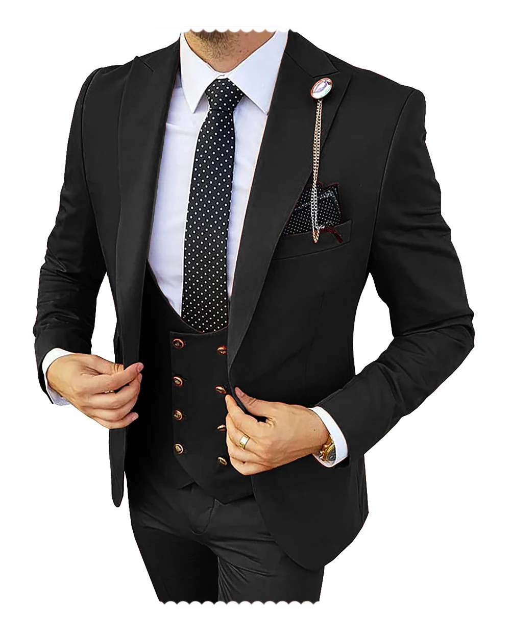Приталенные модные мужские костюмы из 3 предметов, деловой смокинг для джентльменов, правила для жениха на свадьбе, блейзер + брюки + жилет1