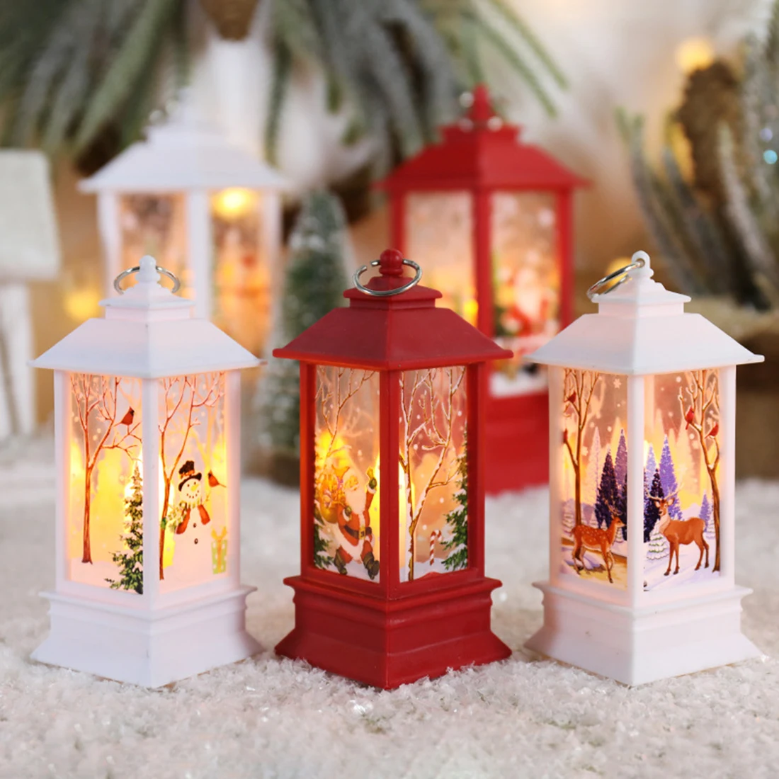 Рождественский фонарь Санта-Клауса, ветряные фонари, украшения в виде лося, снеговика, ночные огни, Настольное Рождественское украшение для дома1