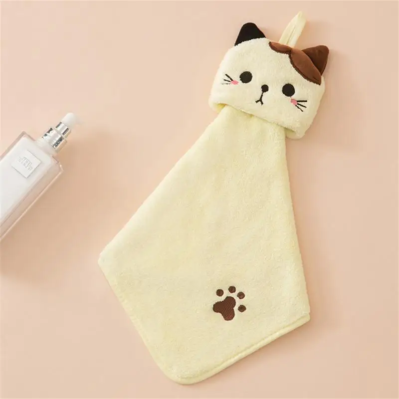 1 ~ 10ШТ Полотенце для рук, детское впитывающее полотенце с вышивкой кота, украшение дома, Коралловый флис, принадлежности для ванной комнаты, Банное полотенце2