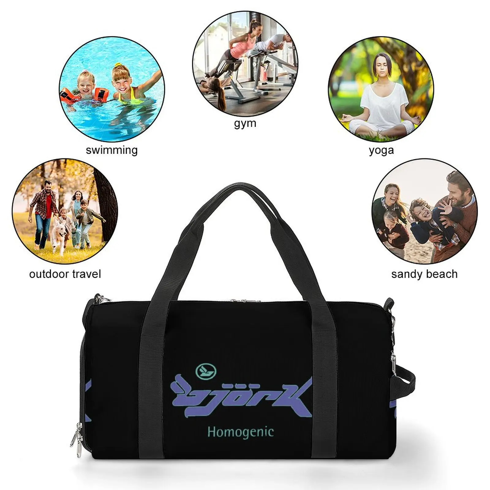 Графический Однородный логотип Bjork, спортивная сумка для путешествий, спортивные сумки для тренировок, дизайн пары, Большая графическая сумка для фитнеса, Оксфордские сумки2