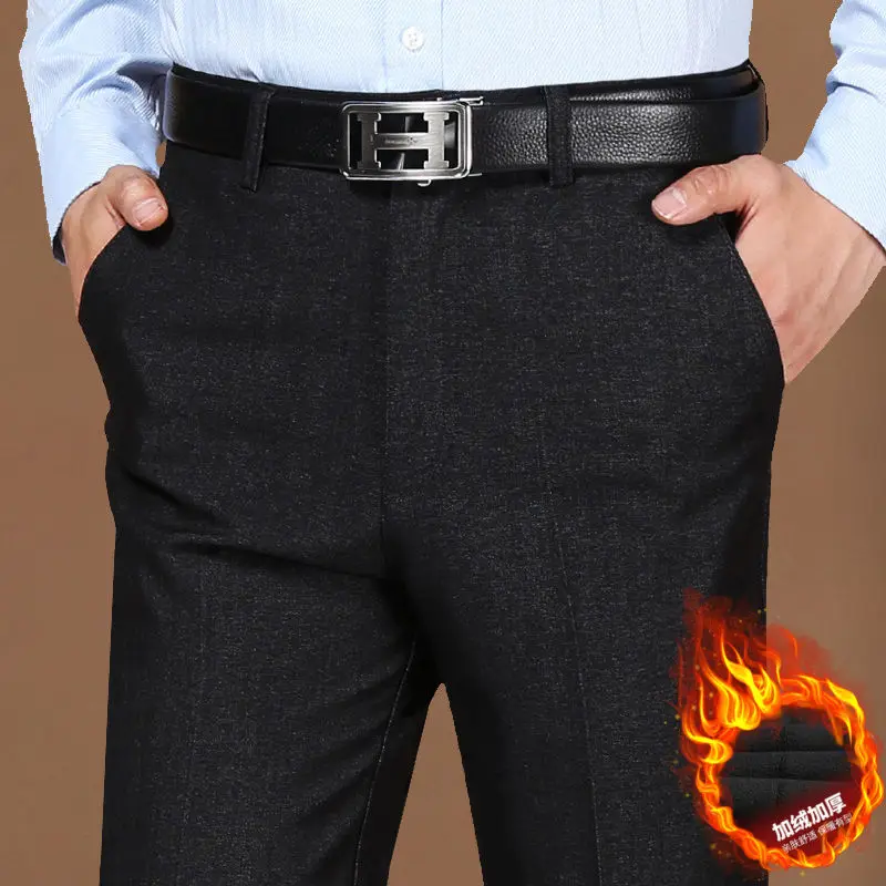 Мужские брюки, тонкие эластичные, пригодные для стирки, формального кроя, мужская драпировка, большие размеры, прямые черные костюмы, деловые офисные брюки A782