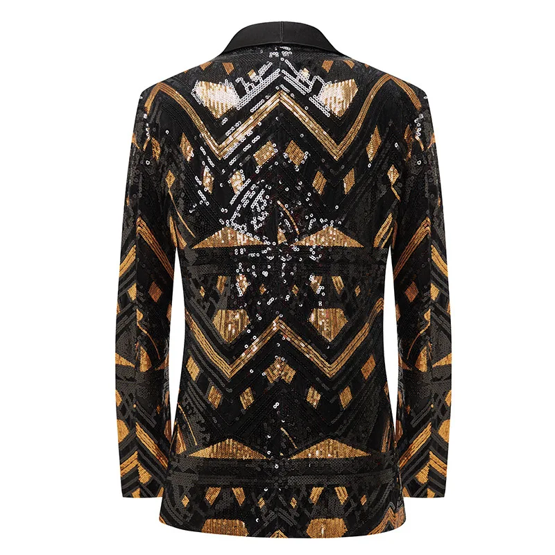 Новое мужское пальто, блейзер с черными золотыми блестками, платье для выступления на свадьбе в ночном клубе (только куртка)2