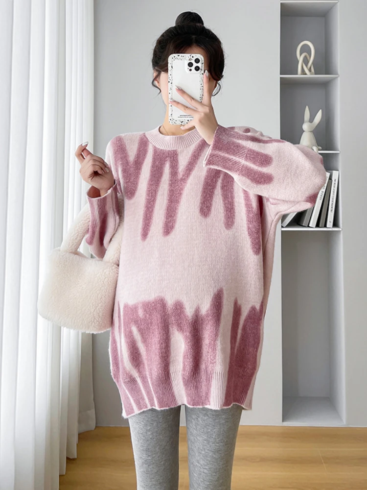 Осенне-зимние свитера для беременных с длинным рукавом, одежда для беременных, Вязаные пуловеры, пальто, свитера для фотосессии беременных2