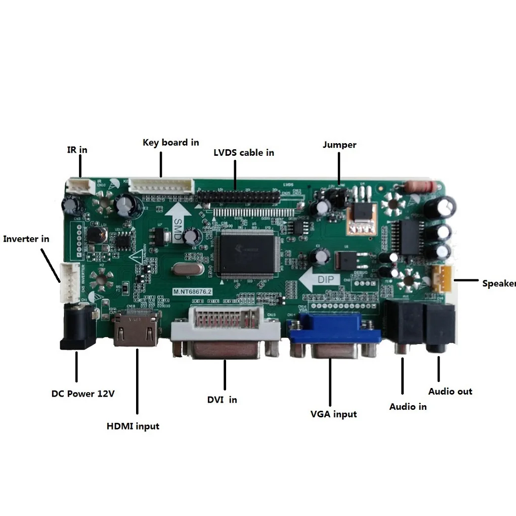 Работа для LM270WF6-SSZA/SSZ1/SLZ1 Панель 1920Х1080 монитор Плата контроллера LVDS комплект M.NT68676 СВЕТОДИОДНЫЙ ЖК-дисплей DVI Экран Аудио VGA2