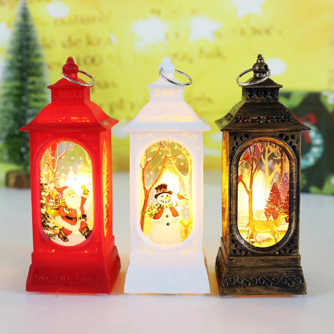 Рождественский фонарь Санта-Клауса, ветряные фонари, украшения в виде лося, снеговика, ночные огни, Настольное Рождественское украшение для дома2