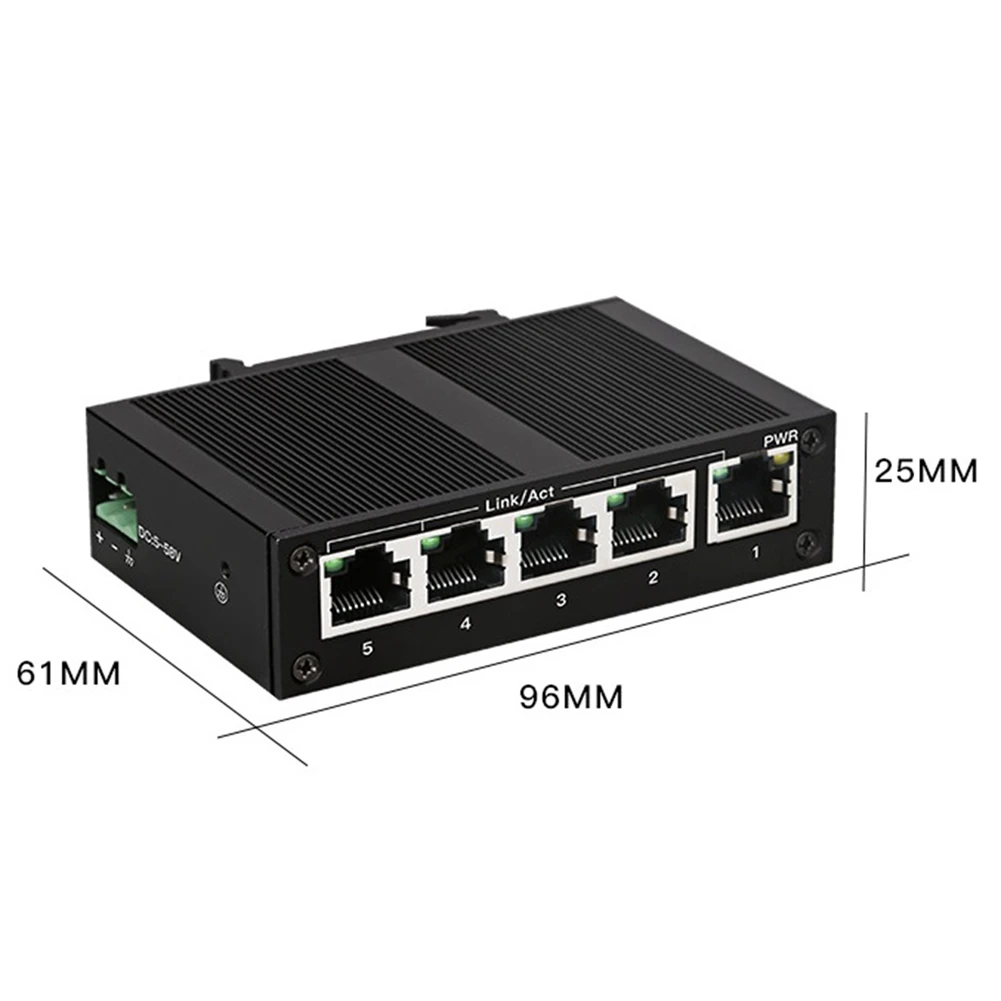 5-портовый сетевой коммутатор 100 Мбит/с Ethernet промышленного класса, Неуправляемый промышленный сетевой Разветвитель рельсового типа3