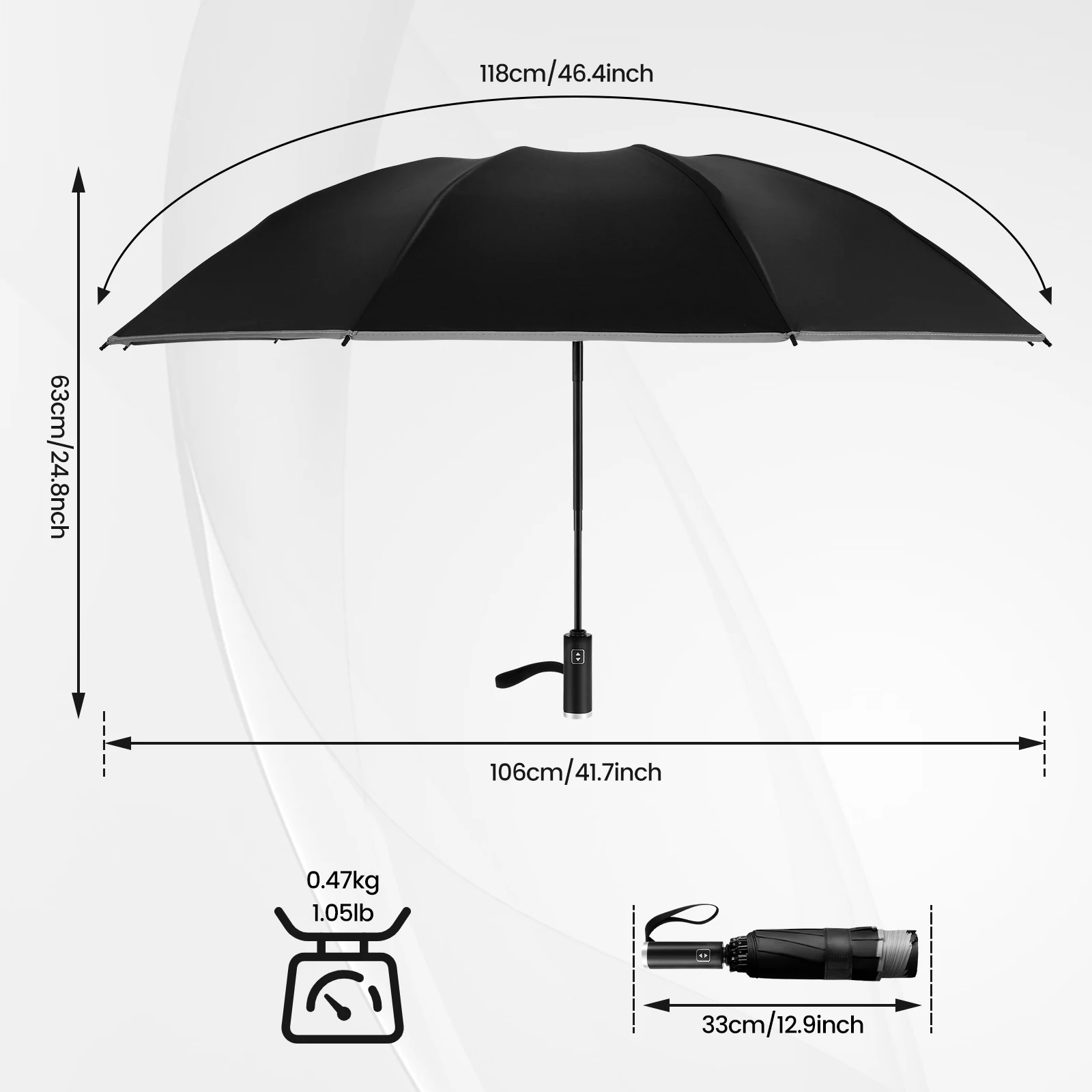 Зонт с 10 ребрами наклона, автоматический зонт со светоотражающей полосой, ветрозащитный, перевернутый Складной зонт, переносной зонт вверх дном.3