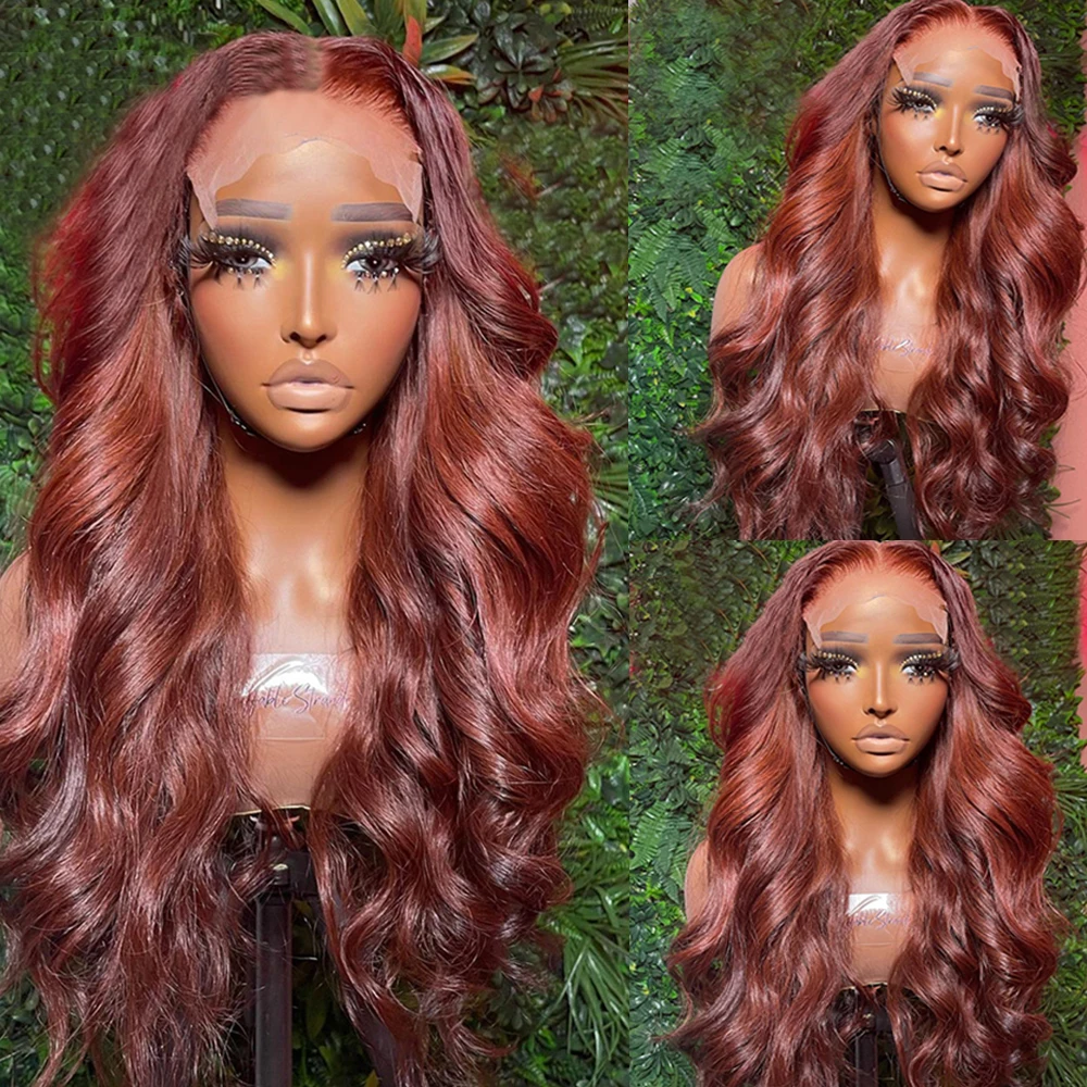 Красновато-коричневая объемная волна 13x4 Кружевной Фронтальный парик из человеческих волос Парики для женщин Медного цвета Кружевной Фронтальный парик из человеческих волос, предварительно выщипанный3