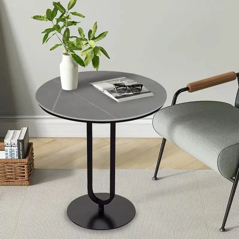 Приставной столик из кованого железа, угловой столик в гостиной, аккуратный журнальный столик, Мраморная вспомогательная круглая мебель для дома Mesa De Cocina3