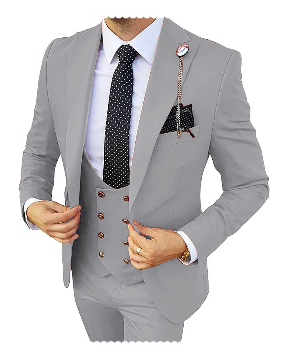 Приталенные модные мужские костюмы из 3 предметов, деловой смокинг для джентльменов, правила для жениха на свадьбе, блейзер + брюки + жилет3