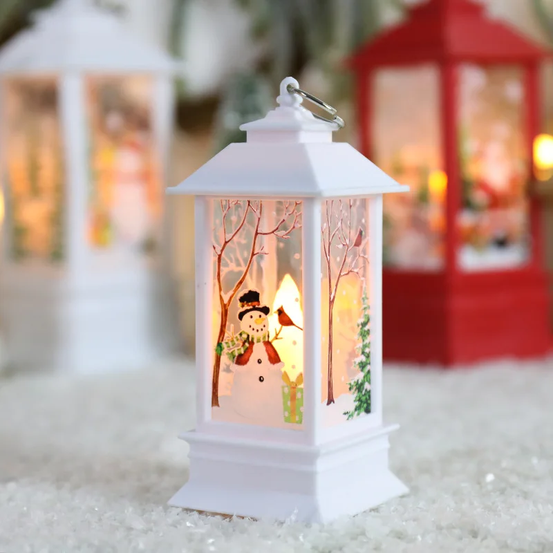 Рождественский фонарь Санта-Клауса, ветряные фонари, украшения в виде лося, снеговика, ночные огни, Настольное Рождественское украшение для дома3