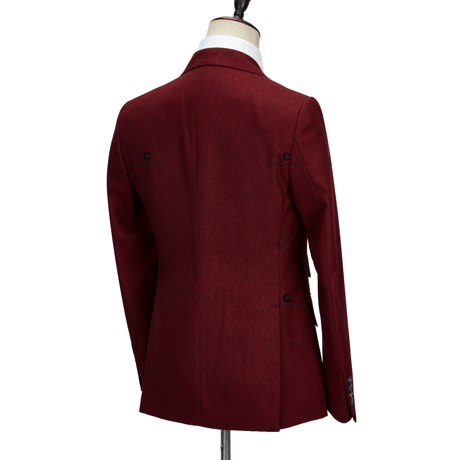 Темно-бордовый мужской костюм Centne Des Graoom, элегантный однобортный пиджак на 1 пуговице, жилет, Брюки, деловой Повседневный свадебный костюм Homme3