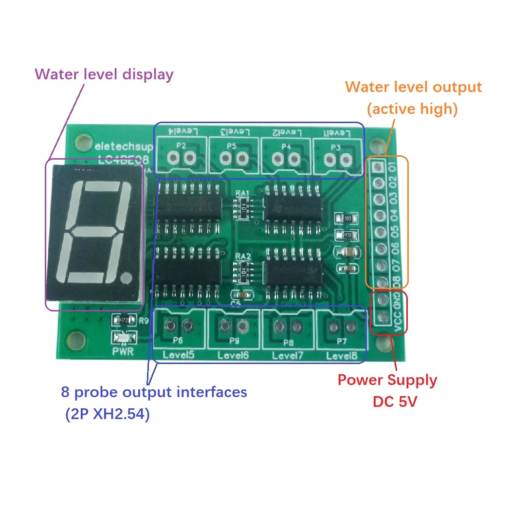 8-Канальный Цифровой Ламповый Дисплей Уровня Воды Плата Контроллера Модуль Датчика Жидкости для Arduino для UNO MEGA Raspberry pi ESP8266 NodeMCU4