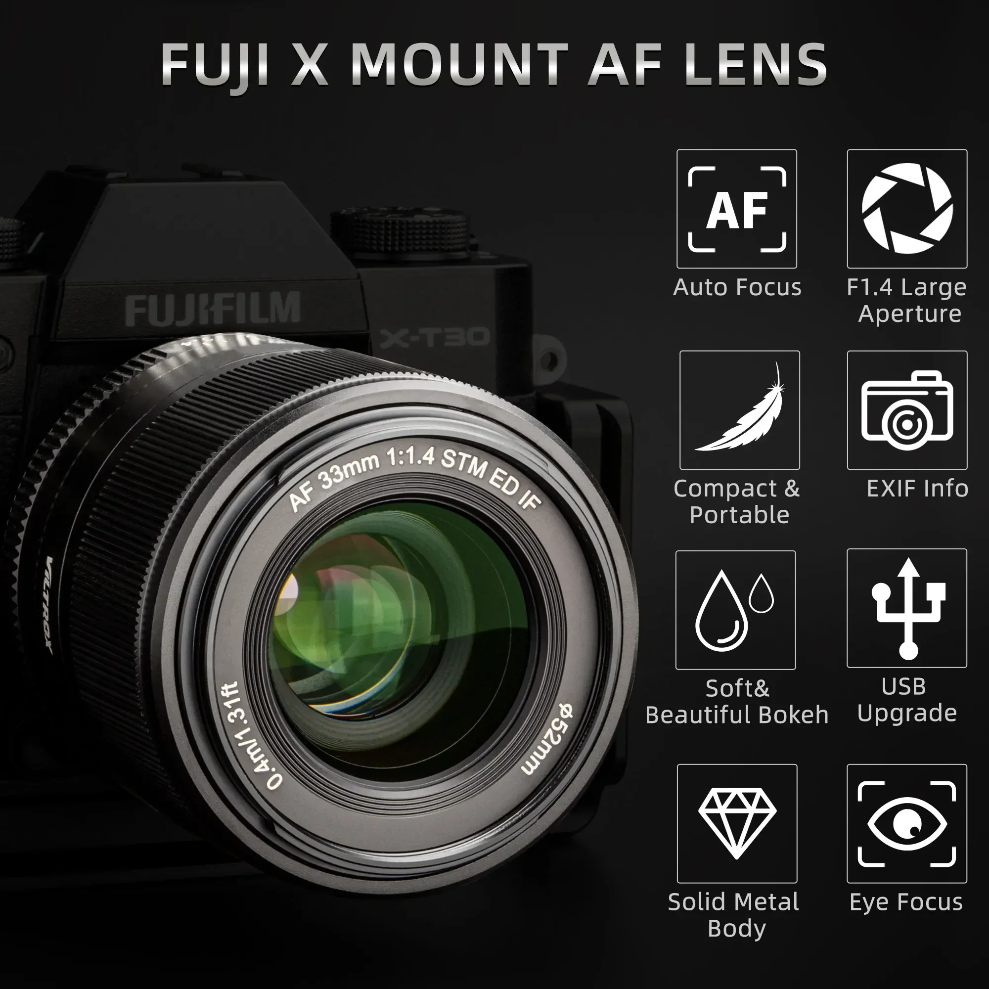 Viltrox 23 мм 33 мм 56 мм 13 мм Объектив F1.4 С Автоматической Фокусировкой Портретные Объективы с большой диафрагмой для Объектива камеры Fujifilm Fuji X Mount X-T4 X-T304