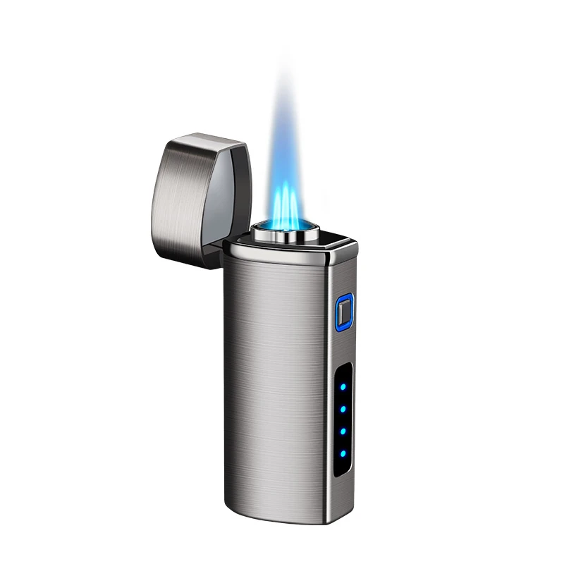 Металлическая турбо-зажигалка USB 3 Jet Torch, мощные Ветрозащитные Видимые газовые зажигалки С резаком для сигар, светодиодный индикатор питания, прикуриватель для сигар4
