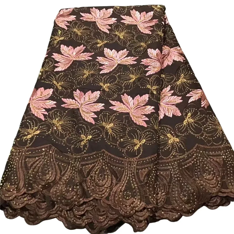 Модное Розовое сухое кружево с вышивкой из африканского хлопка, высококачественное швейцарское вуалевое кружево с камнями для женских свадебных платьев 2P2424