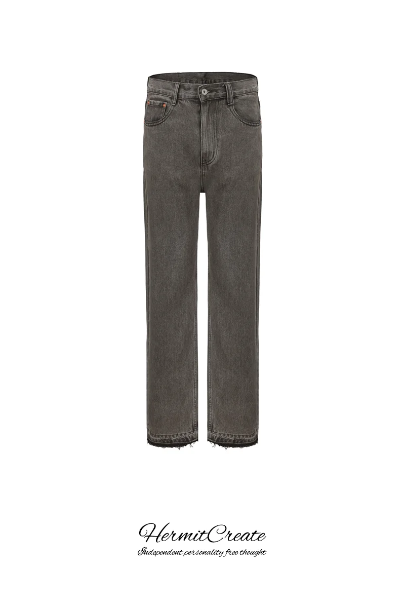 Поношенные, Вылинявшие Прямые джинсы с разрезом Дымчато-серого цвета 501cleanfit High Street Простые Мужские брюки В Корейском стиле4