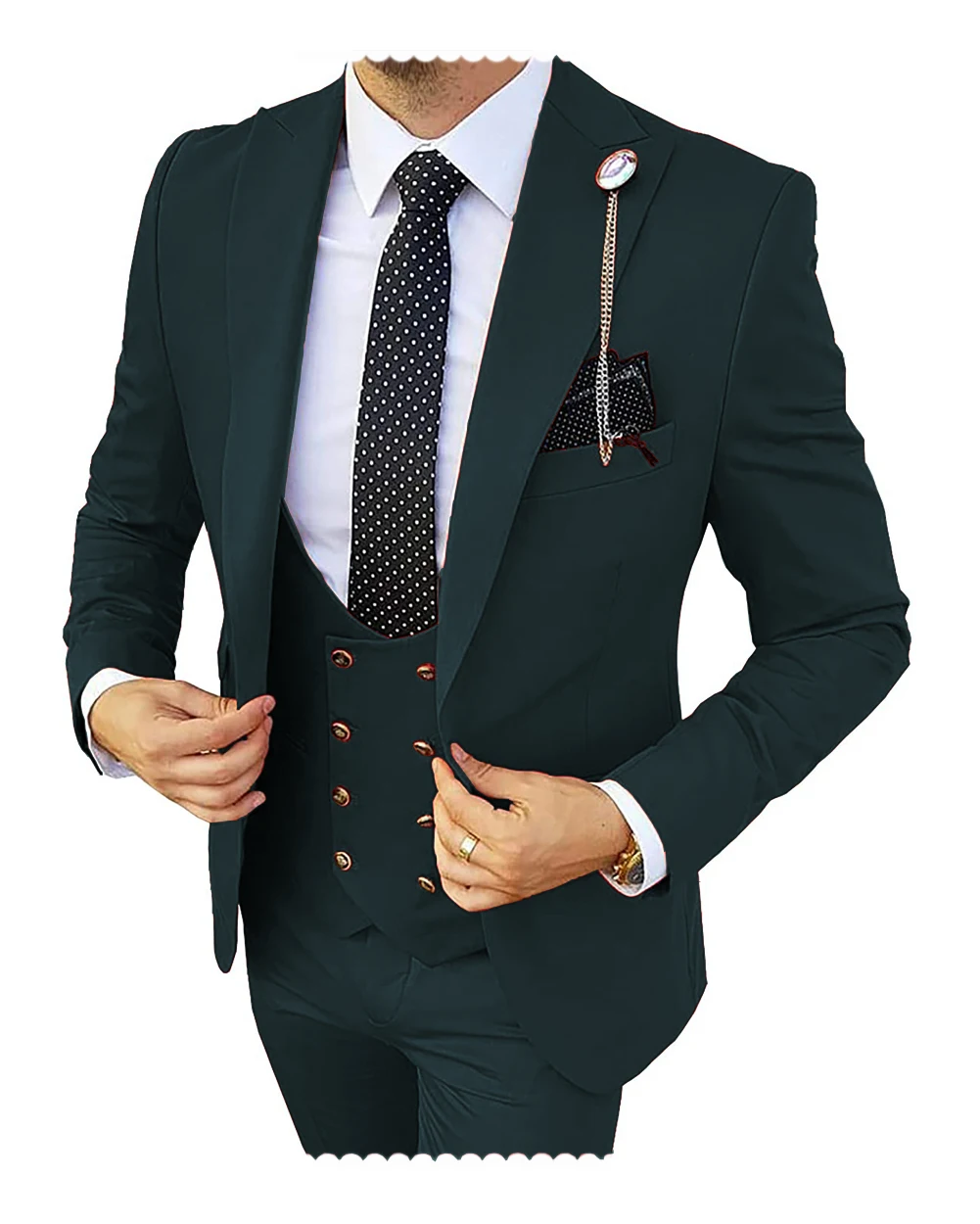 Приталенные модные мужские костюмы из 3 предметов, деловой смокинг для джентльменов, правила для жениха на свадьбе, блейзер + брюки + жилет4