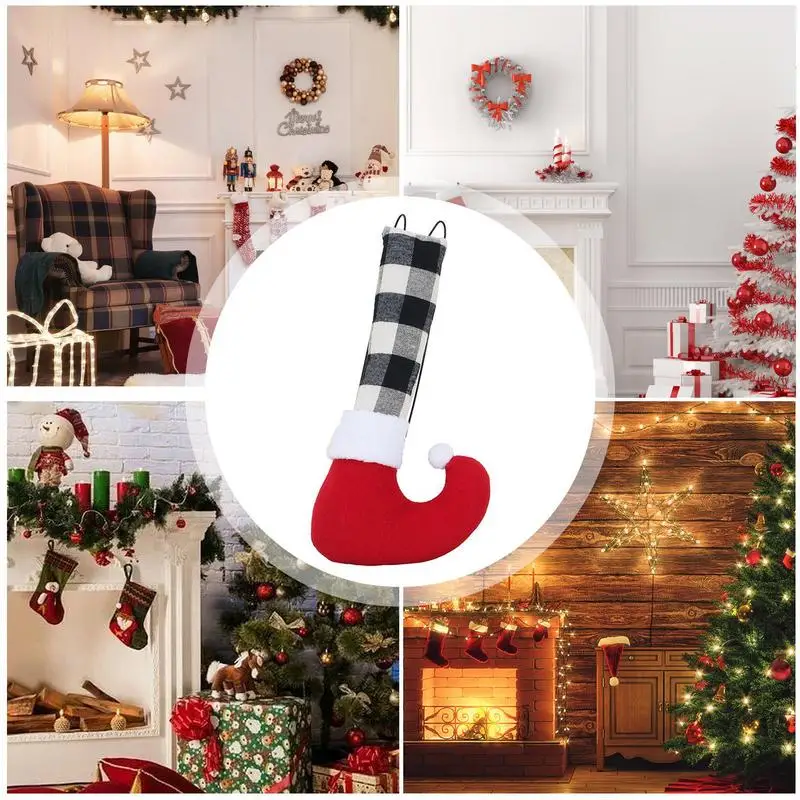 Рождественская ножка эльфа, декоративные ножки рождественского эльфа, домашний декор для двери, настенный венок, окно, сад во дворе, рождественская елка4