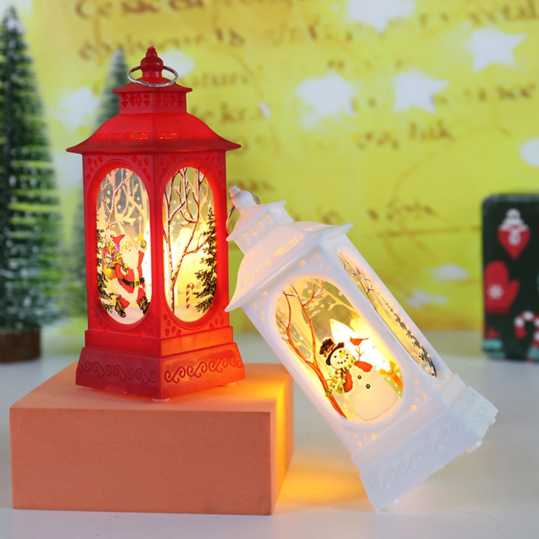 Рождественский фонарь Санта-Клауса, ветряные фонари, украшения в виде лося, снеговика, ночные огни, Настольное Рождественское украшение для дома4