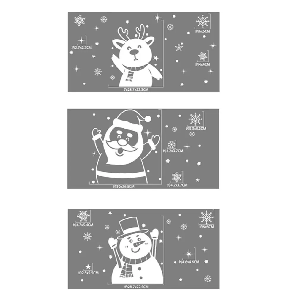 Мультфильм Санта Клаус Снеговик Лось Наклейки На Окно Рождественская Снежинка Электростатическая Наклейка На Стену Для Домашнего Новогоднего Украшения5