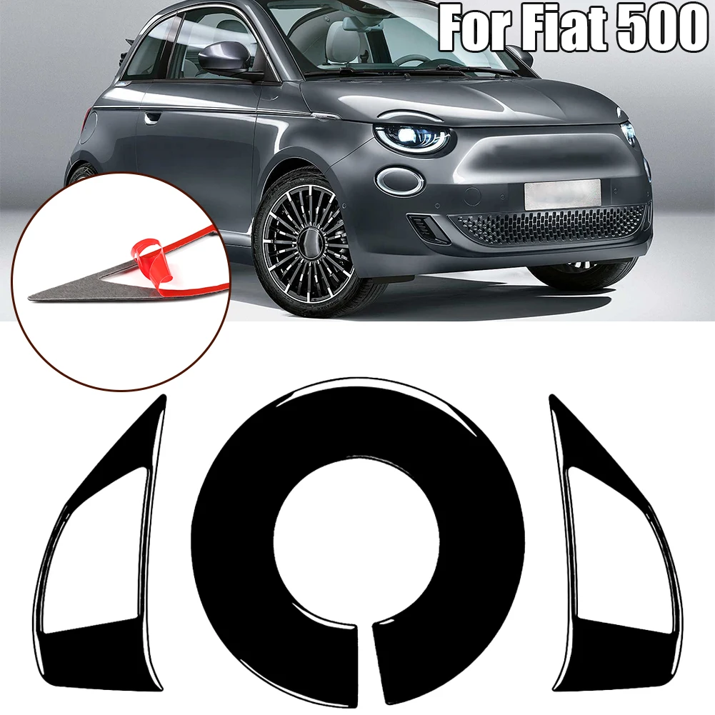 Набор наклеек для салона автомобиля Рулевое колесо Панель кондиционера Глянцевая Черная Авто Наклейка Аксессуары для Fiat 5005